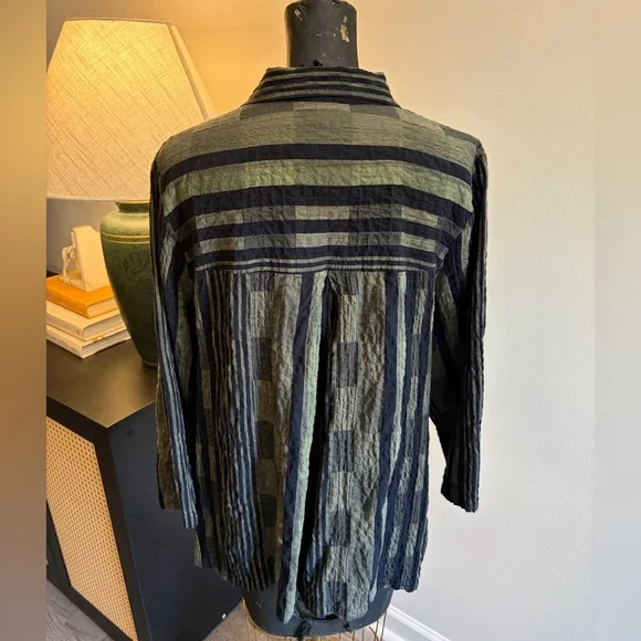 Habitat Plaid 99% Cotton Button-Down Retro Grandpacore Print (L) Boxy Lagenlook - Picture 6 of 17